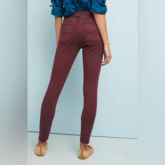 AG JEANS The Abbey Sateen Mid-Rise Skinny Ankle Jeans - Wine - LSS1788 - Sz 24 - Picture 4 of 13